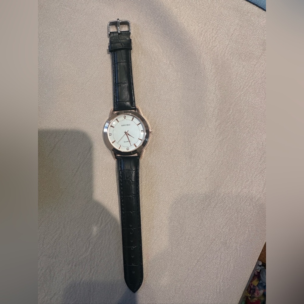 Mreurio Rose Gold and Black Leather Watch - Picture 6 of 6